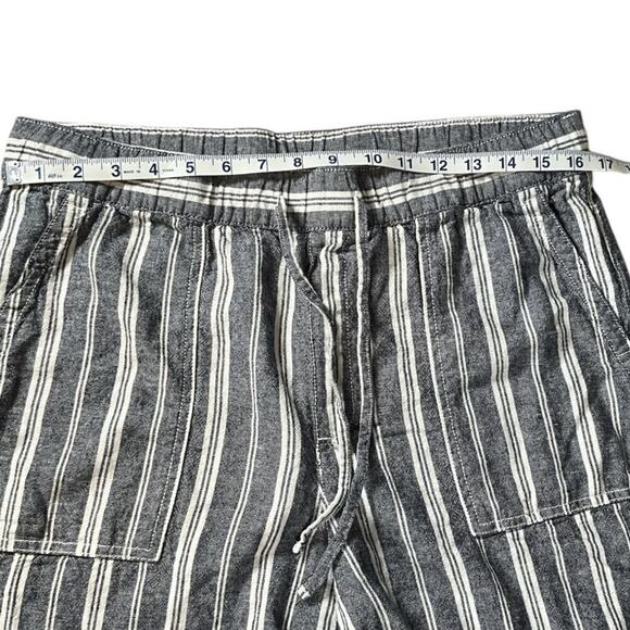 GAP Women's Crop Wide Leg Pants Blue & White Pin StripeSize Large Linen Blend - Picture 10 of 10